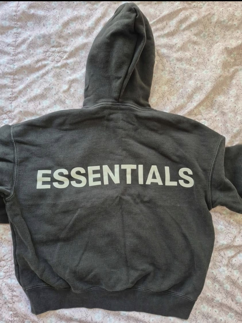Essentials Crewneck Hoodie - Charcoal with White Logo